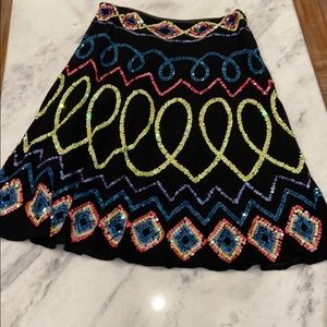 Basil & Maude Anthro Black Skirt with Sequins Sz 6